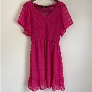 Fuchsia Mini Dress with Textured Detail